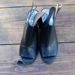 Leather Peeptoe Ankle Strap Booties